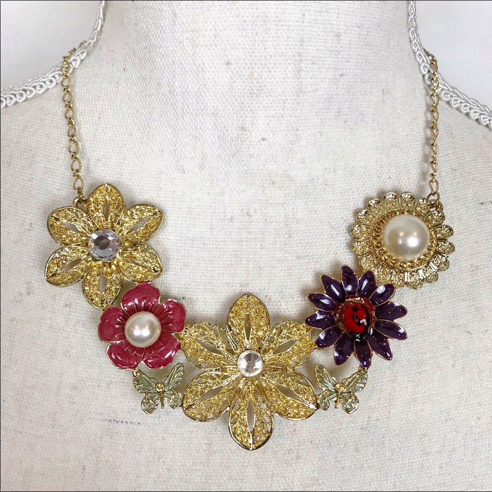 New STUDIO S Floral Bib Statement Necklace